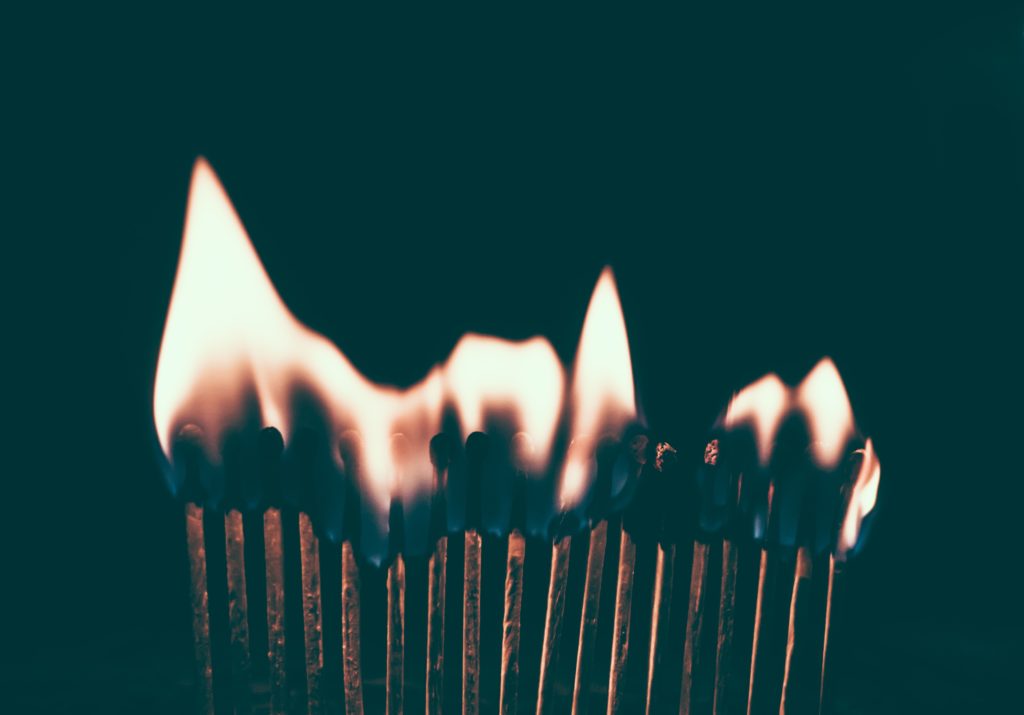 Several matches burning